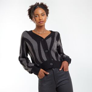 Sweater Full Estampado Con Botones Cuello V Mujer Rolly Go