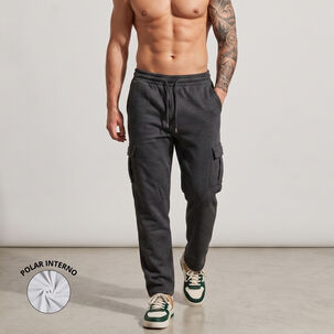 Pantalon Buzo Cargo Forro Polar Hombre
