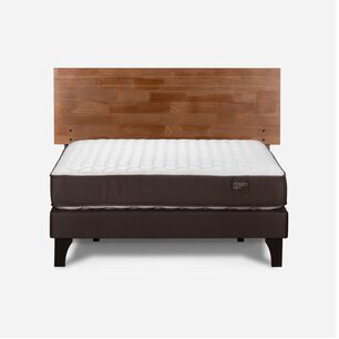 Cama Europea Rosen Ergo T / 2 Plazas / Base Normal + Respaldo Tabor Caramelo