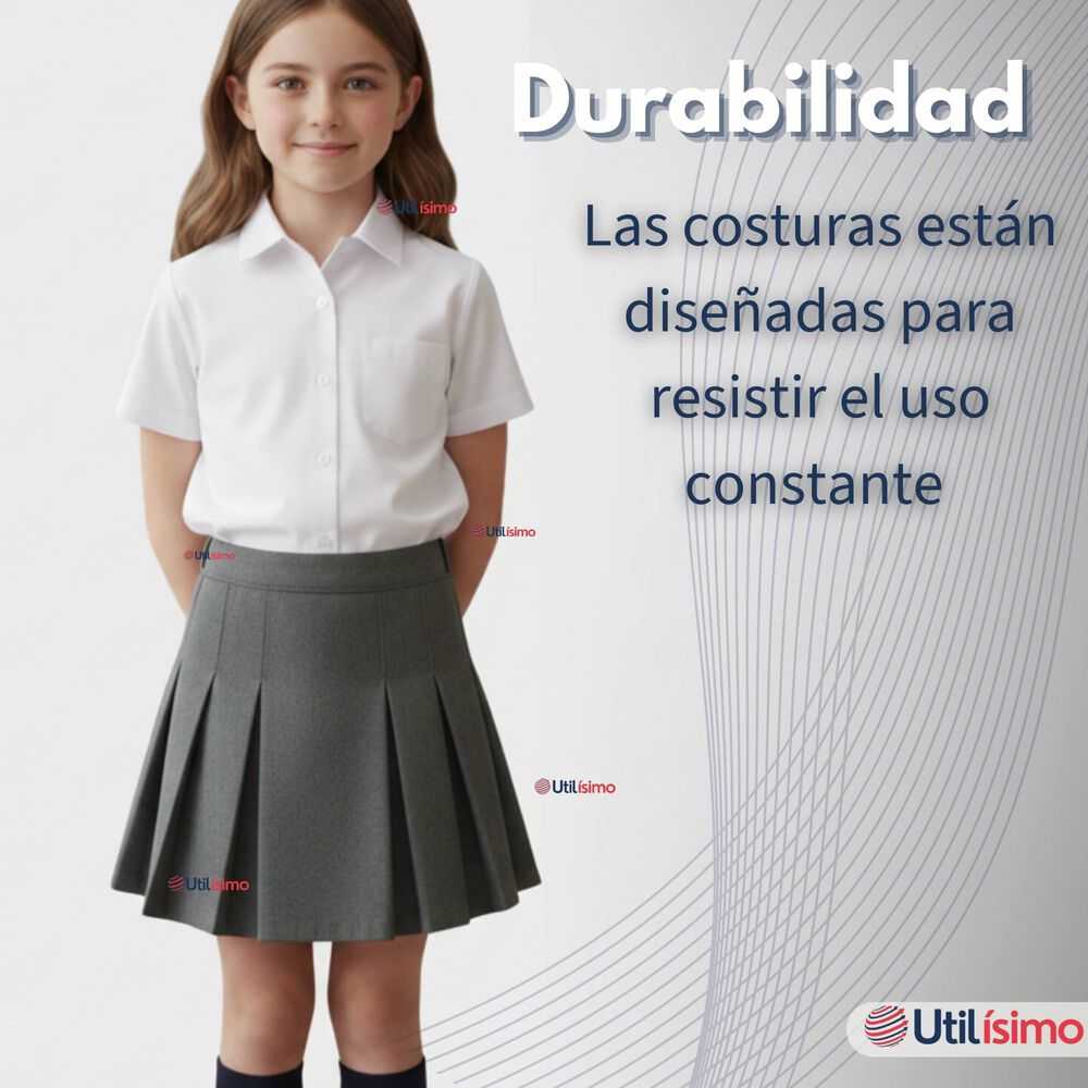 Falda Escolar Plisada Color Gris Ni&ntilde;a image number 9.0