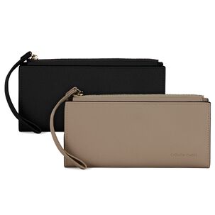 2 Billeteras De Mujer Delia Negra Y Taupe Carven