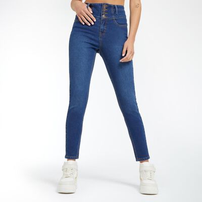Jeans Pretina Alta Con Botones Frontales Sculpture Mujer Freedom