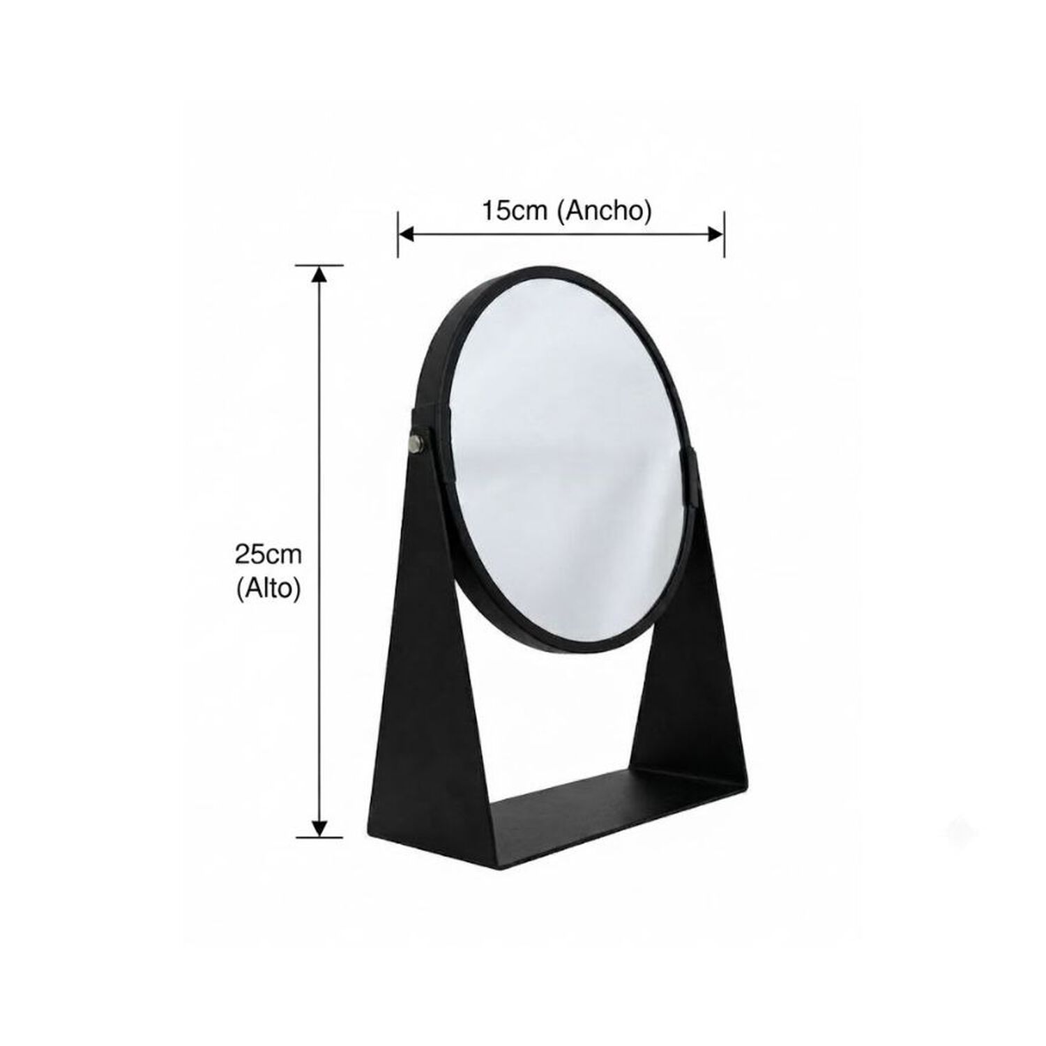 Espejo Maquillaje Mesa Redondo Negro Met&aacute;lico Minimalista Con Base image number 2.0