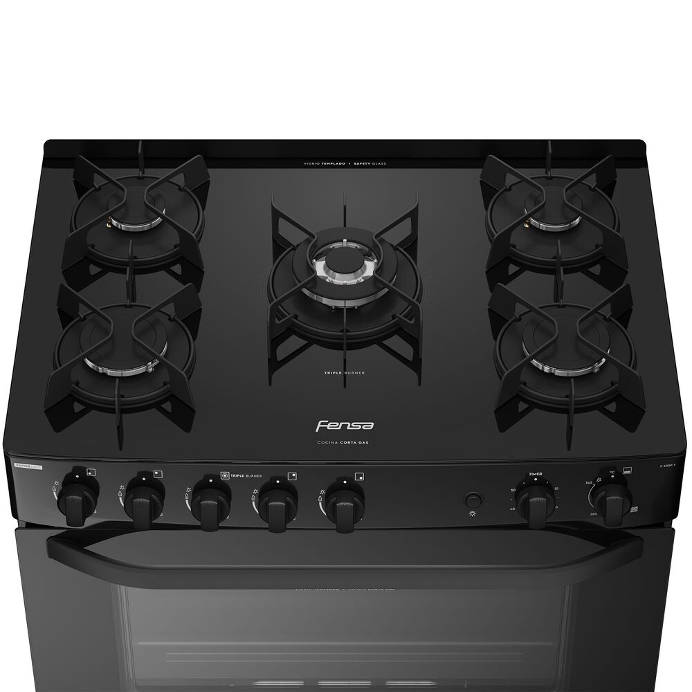 Cocina A Gas 5 Platos Fensa Vaporbake F 6000 T Negra image number 4.0
