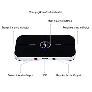 Adaptador Transmisor Receptor Bluetooth Auxiliar Y Rca Bater&iacute;a Jack 3.5mm Usb