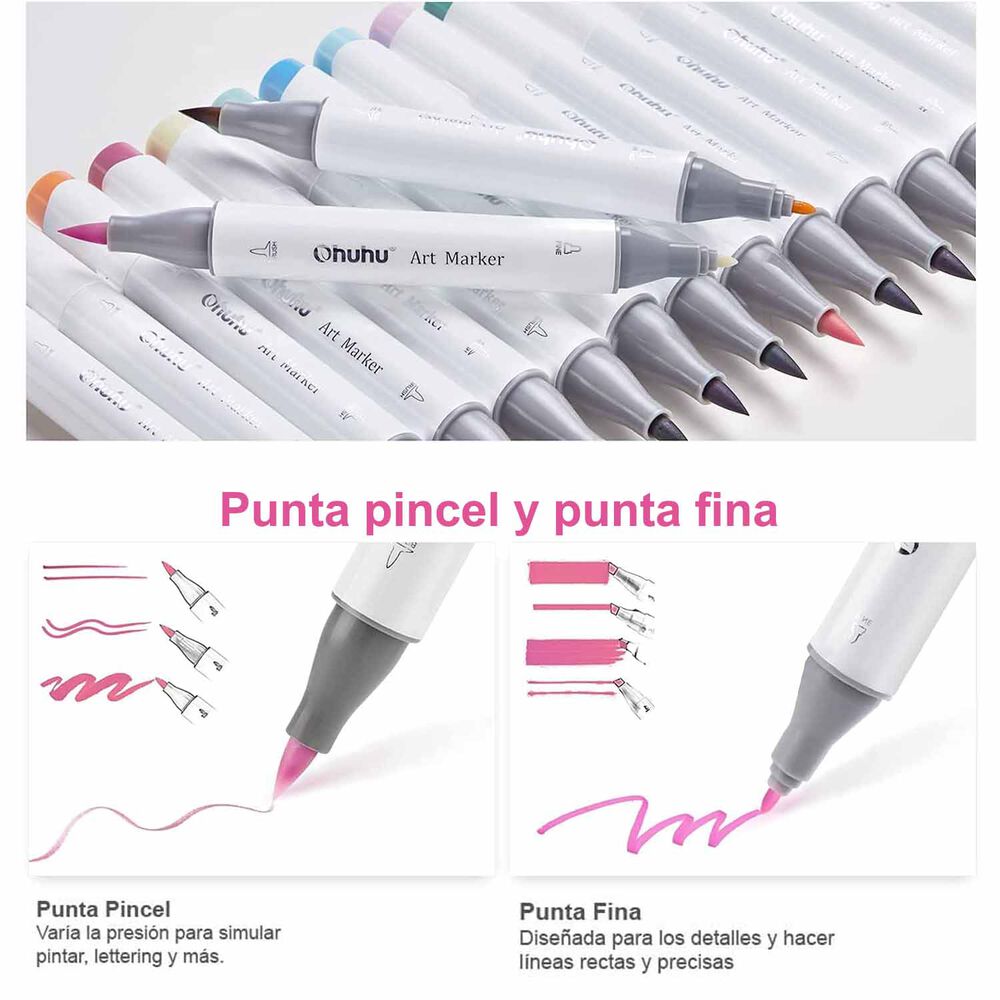 Ohuhu 48 Marcadores Alcohol Pastel Sweetness Pincel & Fina image number 2.0