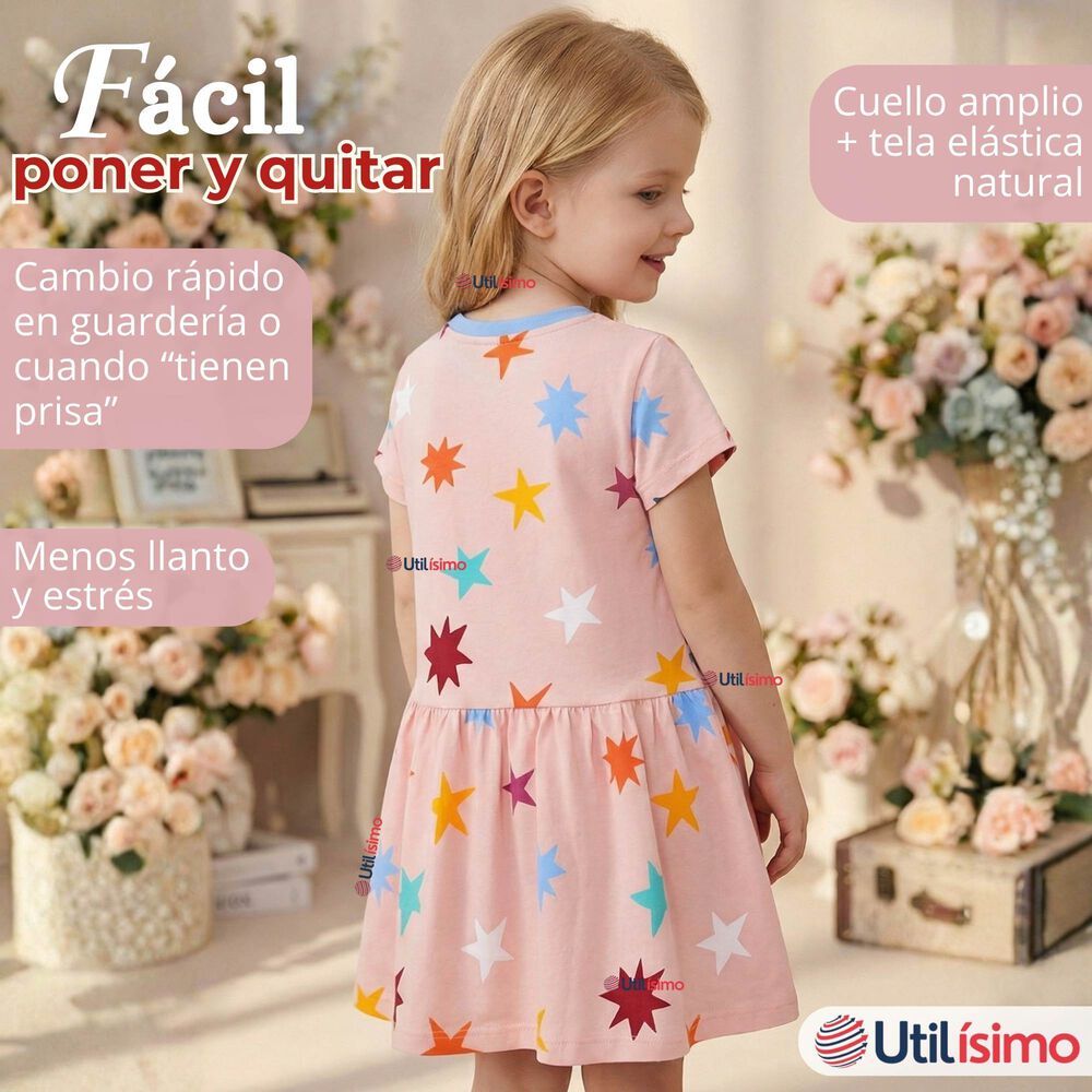 Vestido Manga Corta Estrellas Algod&oacute;n Ni&ntilde;a image number 6.0