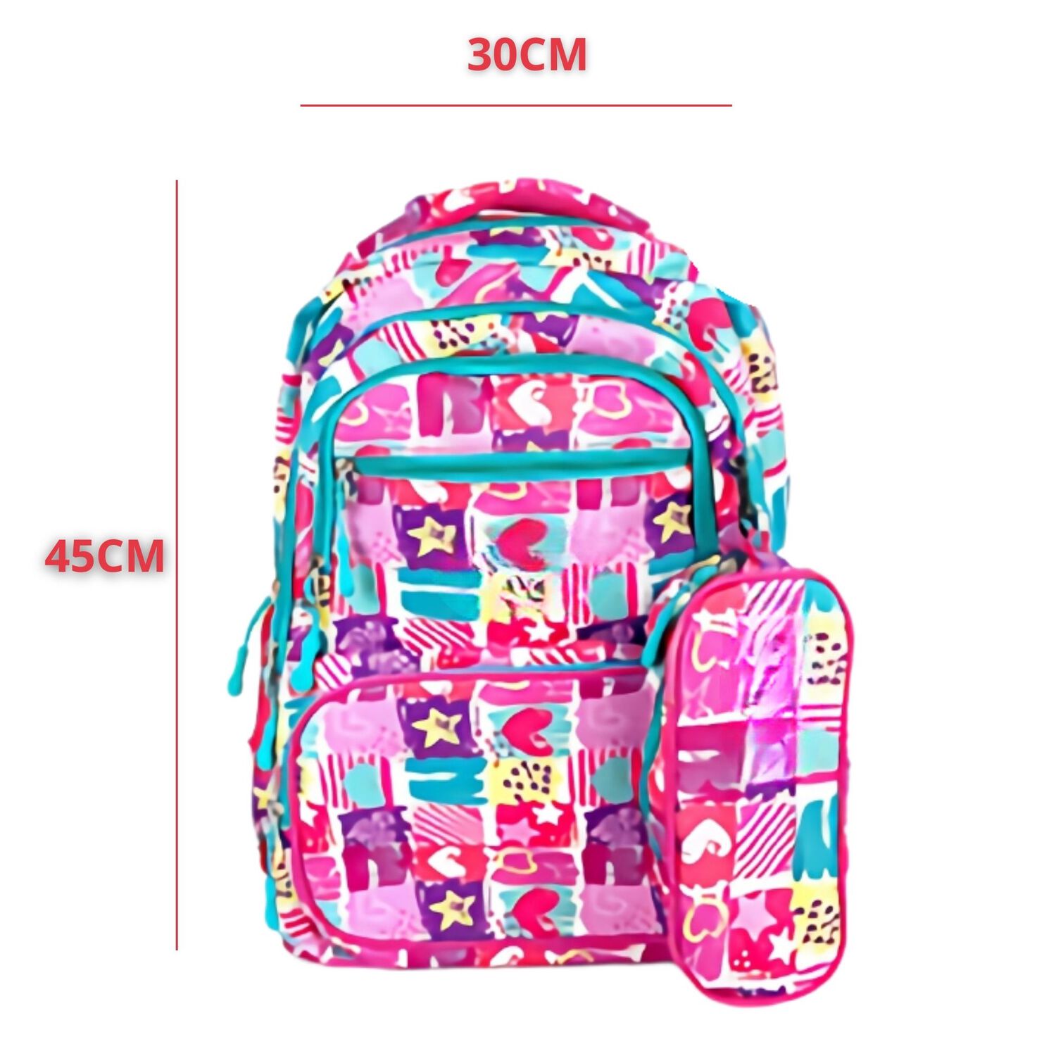 Pack Mochila Lonchera Estuche 45cm Juvenil Escolar Stars In Pink image number 1.0