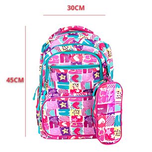 Pack Mochila Lonchera Estuche 45cm Juvenil Escolar Stars In Pink