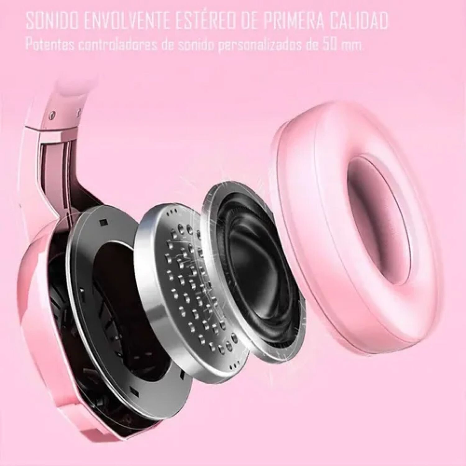 Aud&iacute;fonos Gamer Onikuma K5 Compatibles Pc Ps4 Rosa image number 6.0