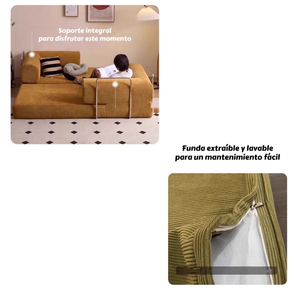 Sillon Sofa Cama Comprimido Combinable 203cm K17 Verde image number 2.0