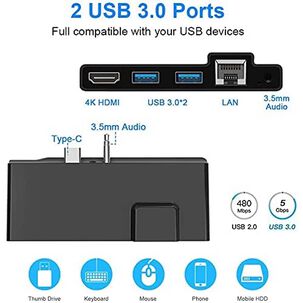 Surface Go Docking Station, 5 In 1 Surface Go Docking Station Usb C Hub Hdmi Adapter With 1000m Rj45 Ethernet,4k Hdmi, 2 Usb 3.0 Ports,audio/microphon