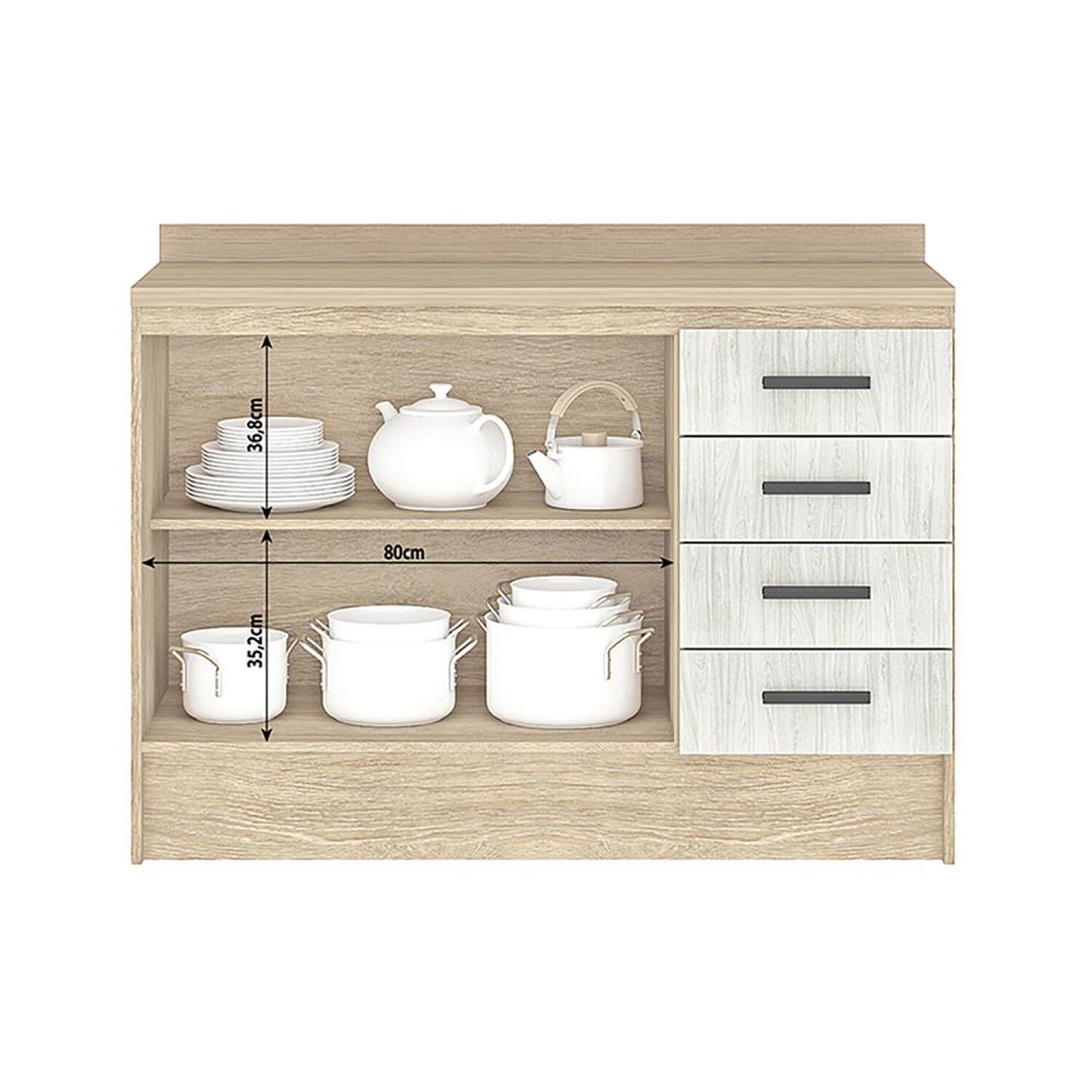 Mueble De Cocina Base Vekkahome Mia 12o Cm image number 4.0