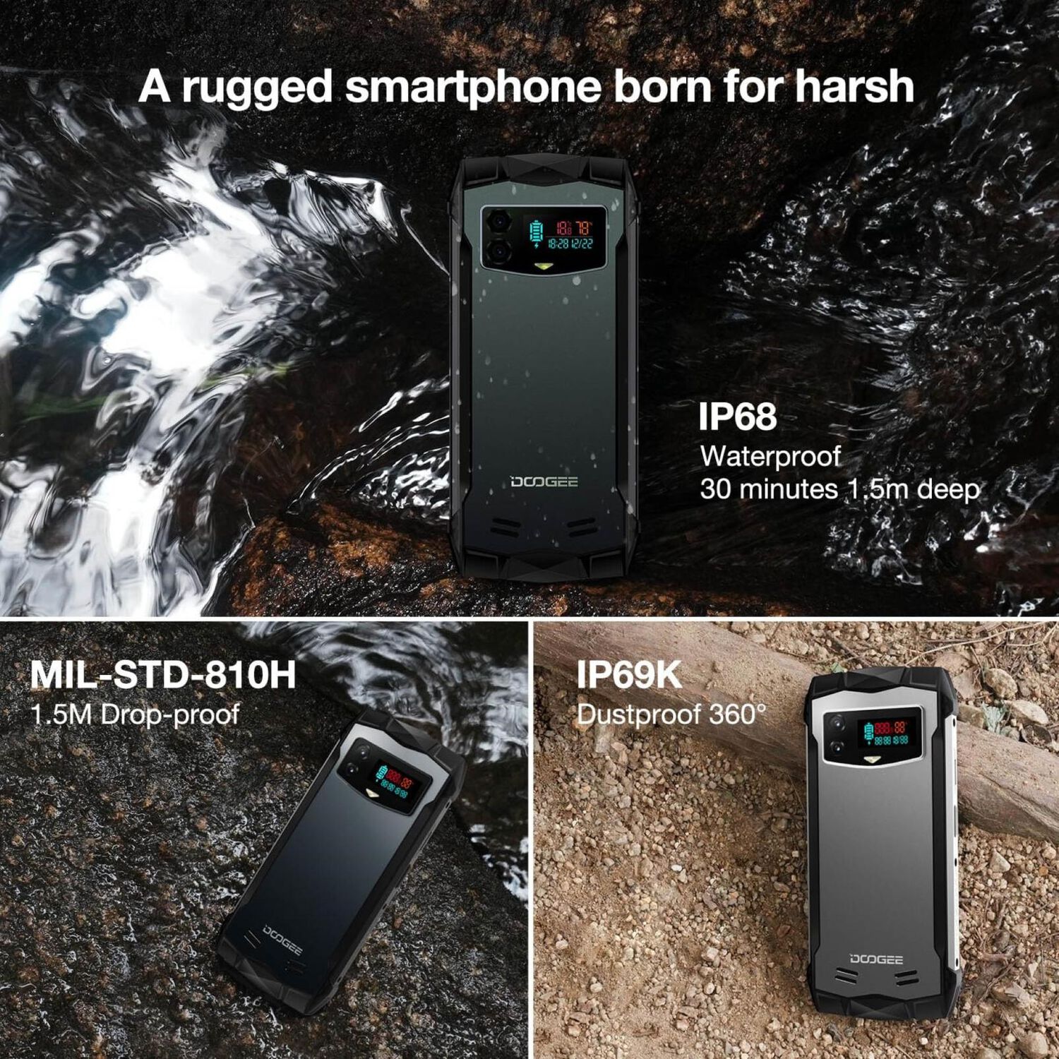 Celular Rugged Doogee Smini Resistente A Golpes, Polvo, Humedad Y Agua / Graba Videos En 2k, Nfc, Pantalla Trasera, Peque&ntilde;o, Radio Fm image number 2.0