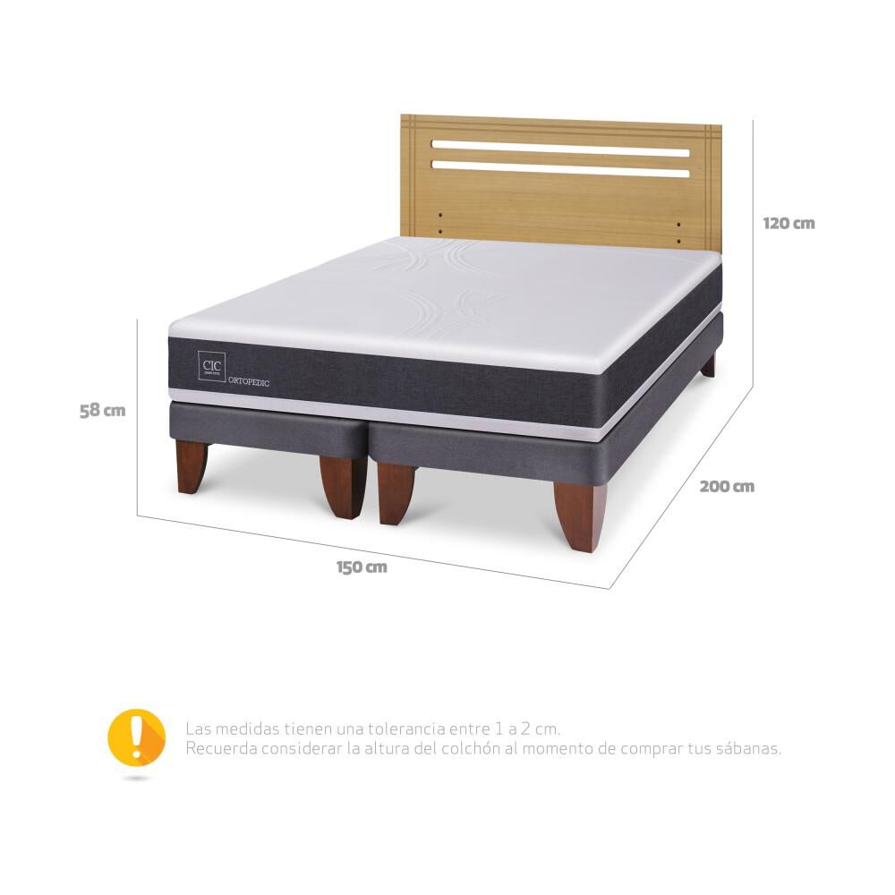 Cama Europea Cic Ortopedic / 2 Plazas / Base Dividida + Respaldo image number 3.0
