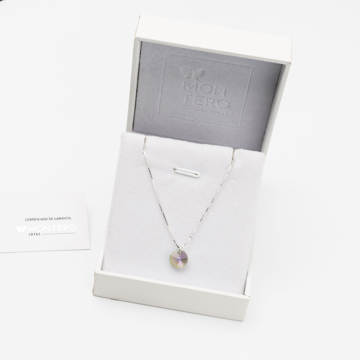 Collar Punto De Luz Plata Italiana 925 Y Cristal Genuino Paradise image number 2.0