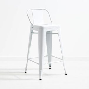 Taburete Tolix Acero Con Respaldo - Blanco