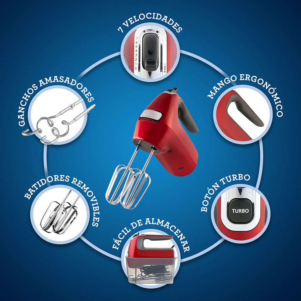 Batidora De Mano Oster 7 Velocidades + Función Turbo Fpsthm360r image number 5.0