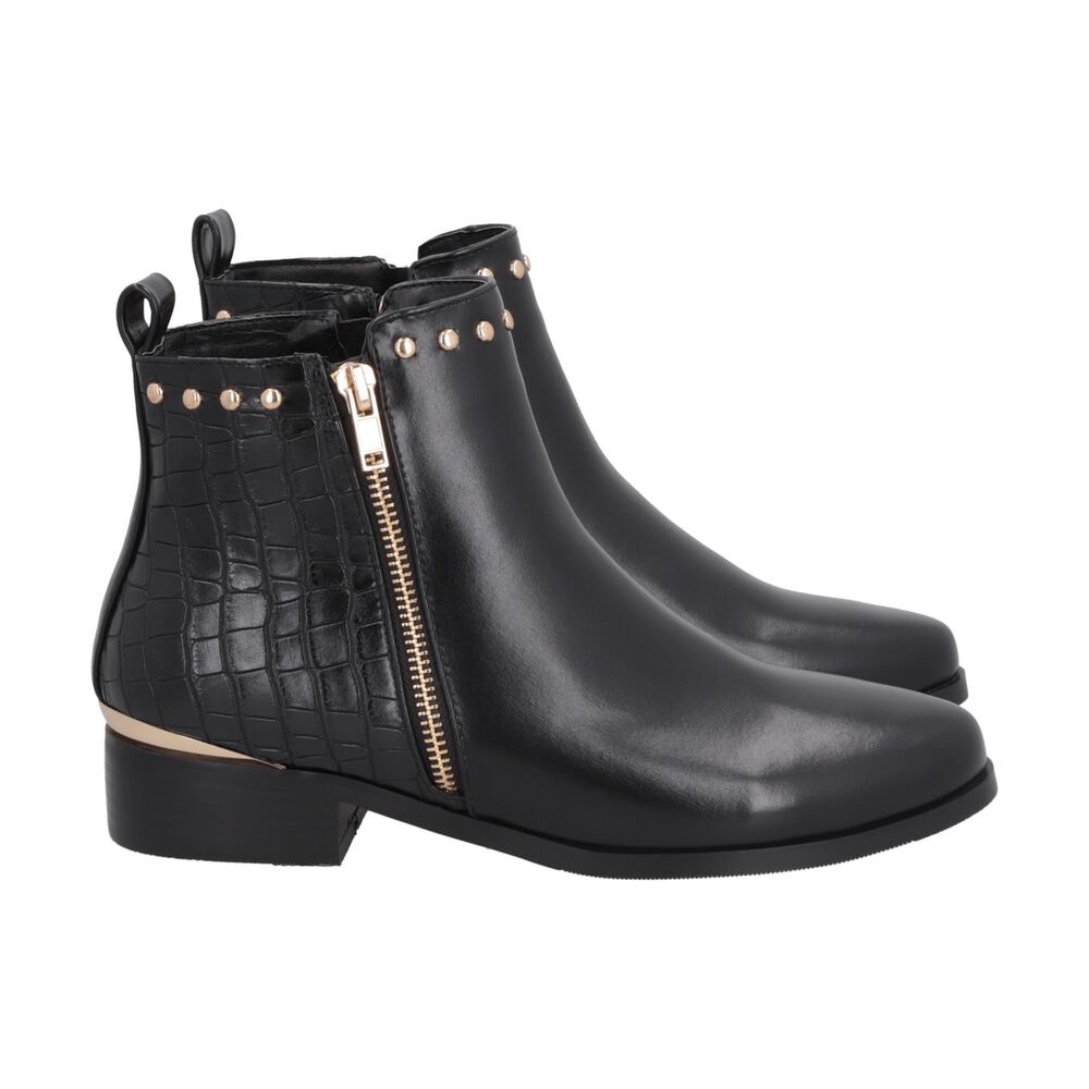 Botin Casual Mujer Negro Taco Bajo Glam Police image number 3.0