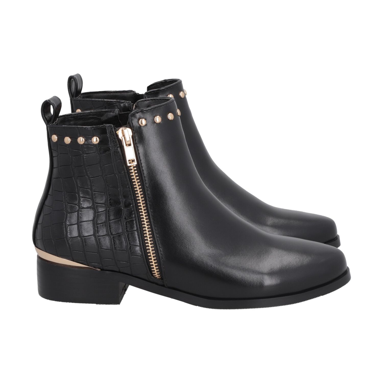 Botin Casual Mujer Negro Taco Bajo Glam Police image number 3.0