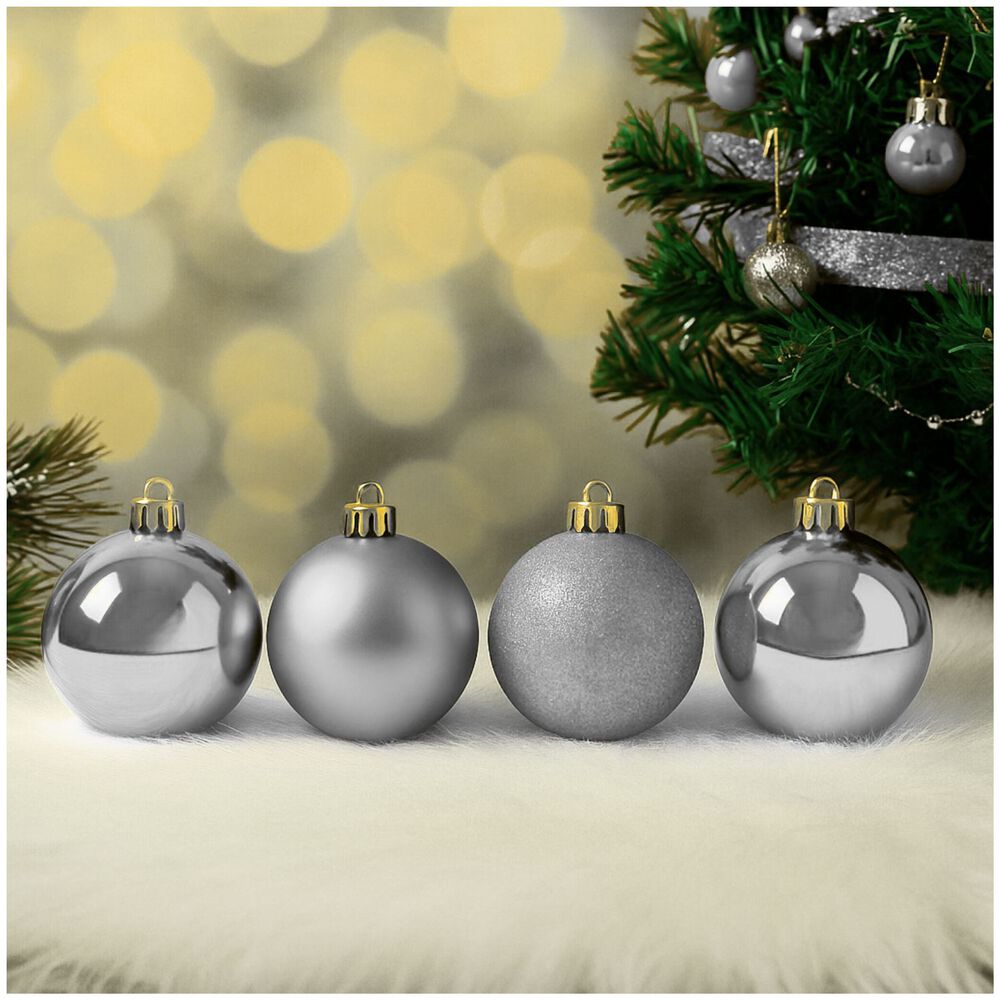 8 Bambalinas Navideñas Esferas 8cm Plateado Adorno Decoración image number 2.0