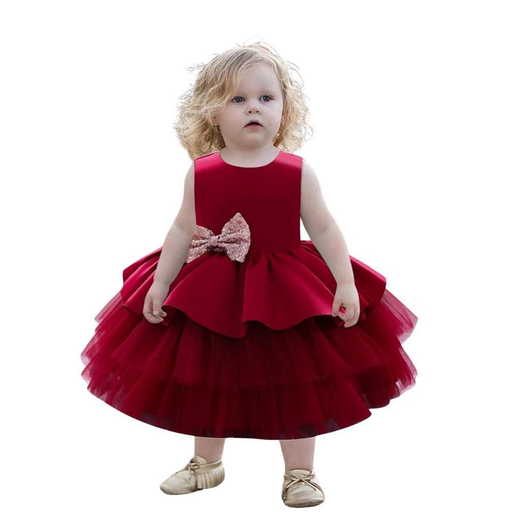 Vestido De Fiestas Con Tul Y Volantes Para Ni&ntilde;as 1 A 5 A&ntilde;os Princesa Rub&iacute; image number 0.0