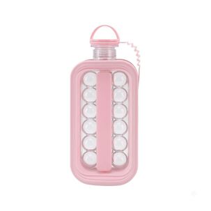 Botella Molde Para Hacer Hielo Redondo Port&aacute;til 2 En 1 Rosa
