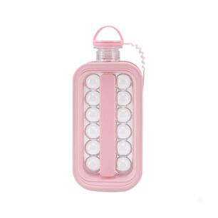 Botella Molde Para Hacer Hielo Redondo Port&aacute;til 2 En 1 Rosa
