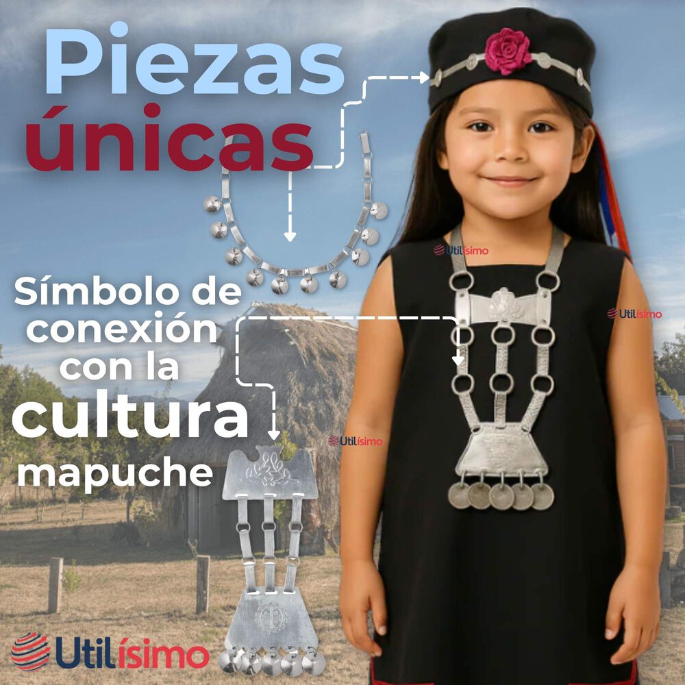 Collar Trapelacucha Mapuche Machi Aluminio Fiestas Patrias image number 4.0