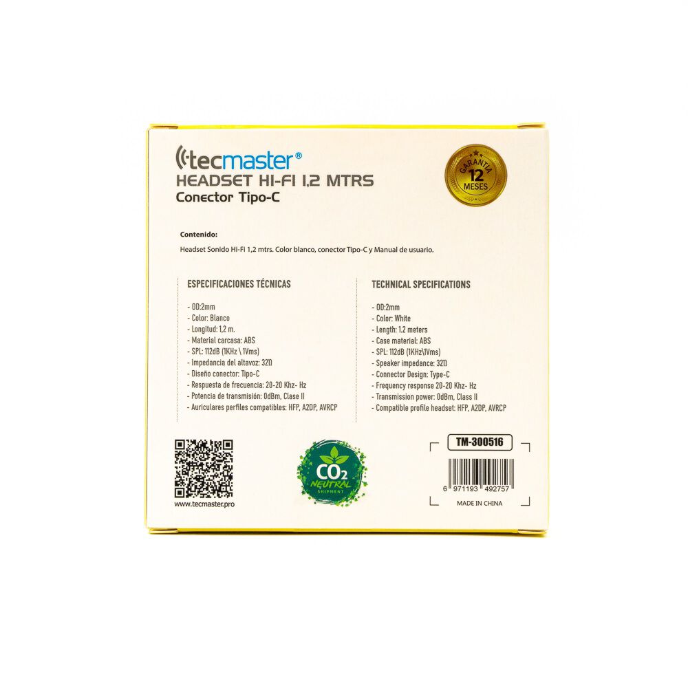 Audífonos Hi-fi Con Micrófono Conexión Tipo - C Tecmaster image number 3.0