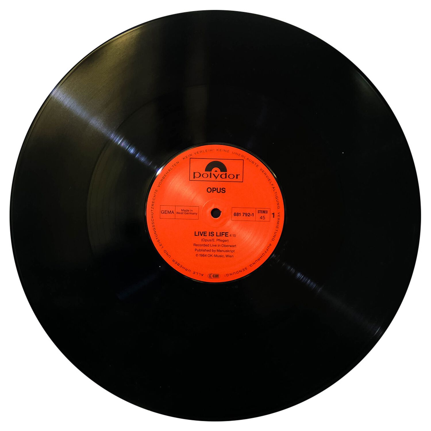 Opus - Live Is Life | 12" Maxi Single Usado image number 2.0