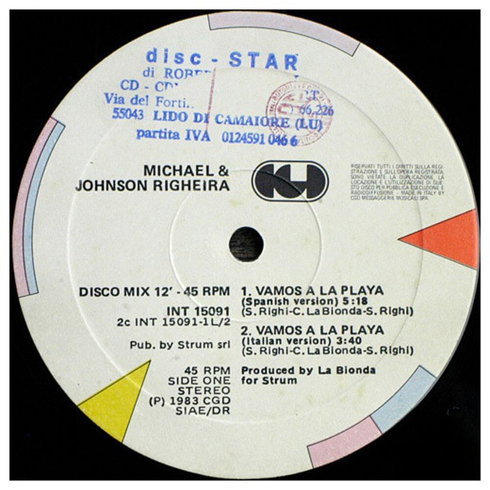 Righeira - Vamos A La Playa | 12" Maxi Single Vinilo Usado image number 1.0