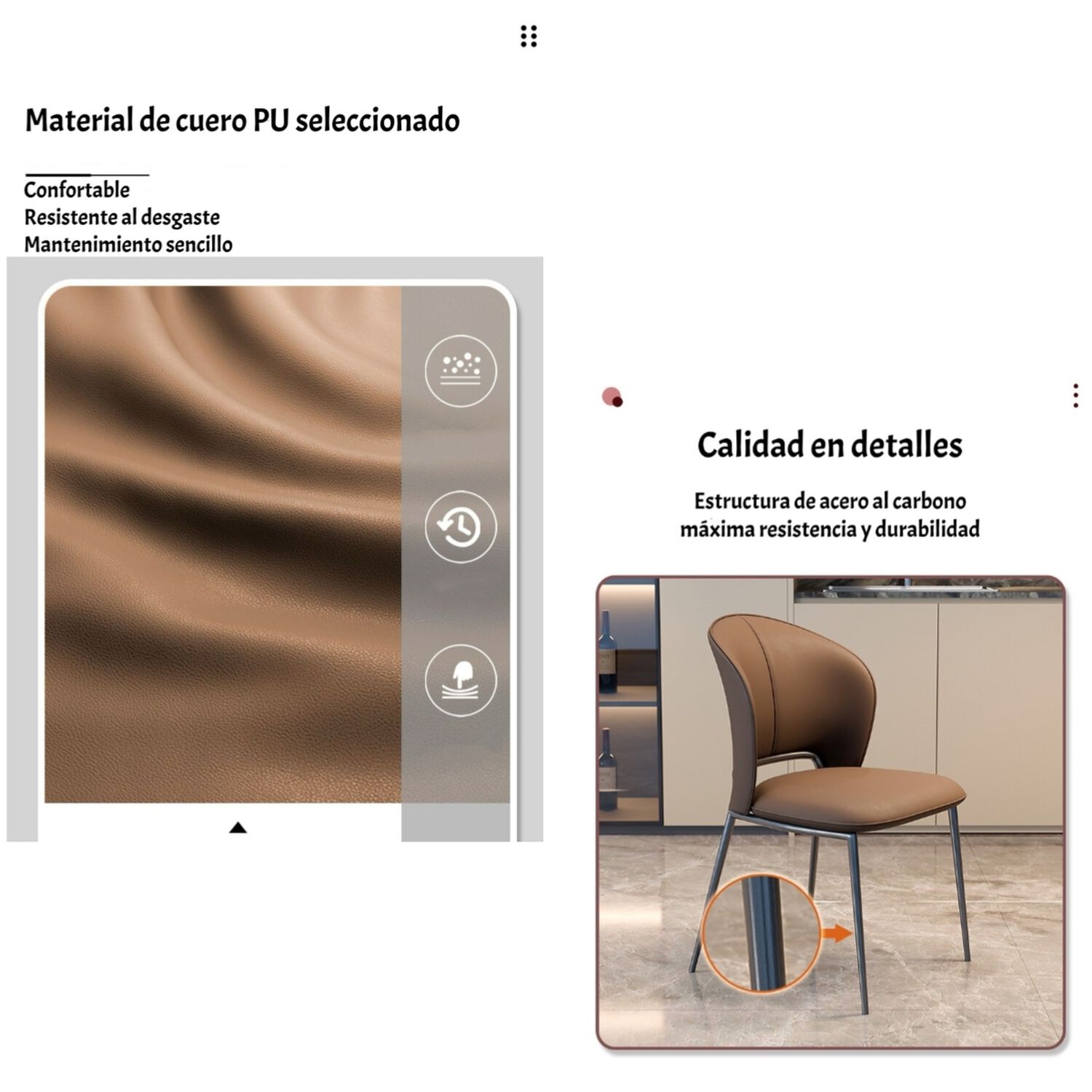 Pack 4 Sillas De Comedor Premium Ecocuero Deli Naranjas image number 5.0