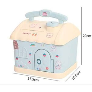 Mini Alcancia Caja Fuerte Casita De Ahorro Para Niños Azul