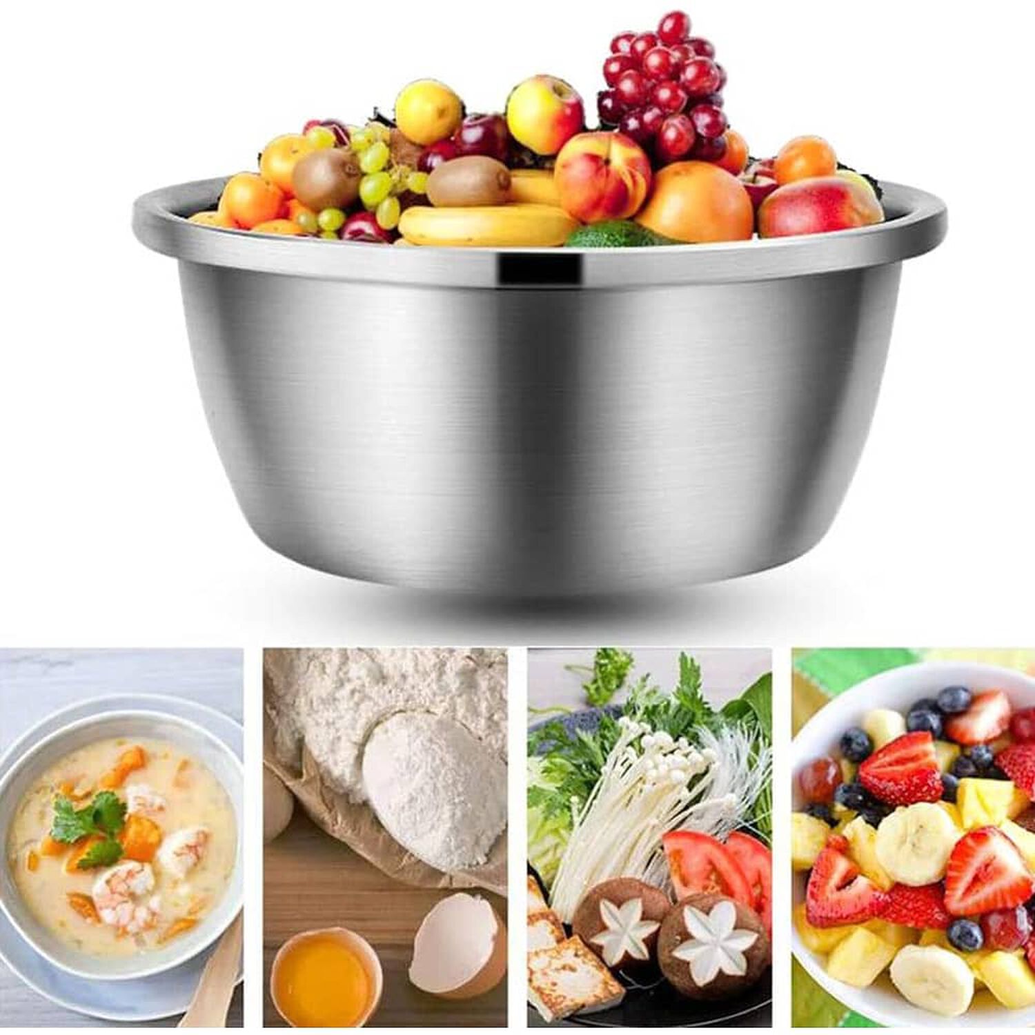 Bowl Ensaladera Redondo Base Plana Acero Cocina 30cm image number 3.0