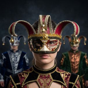 M&aacute;scara Buf&oacute;n Unisex Con Cascabeles Para Fiesta