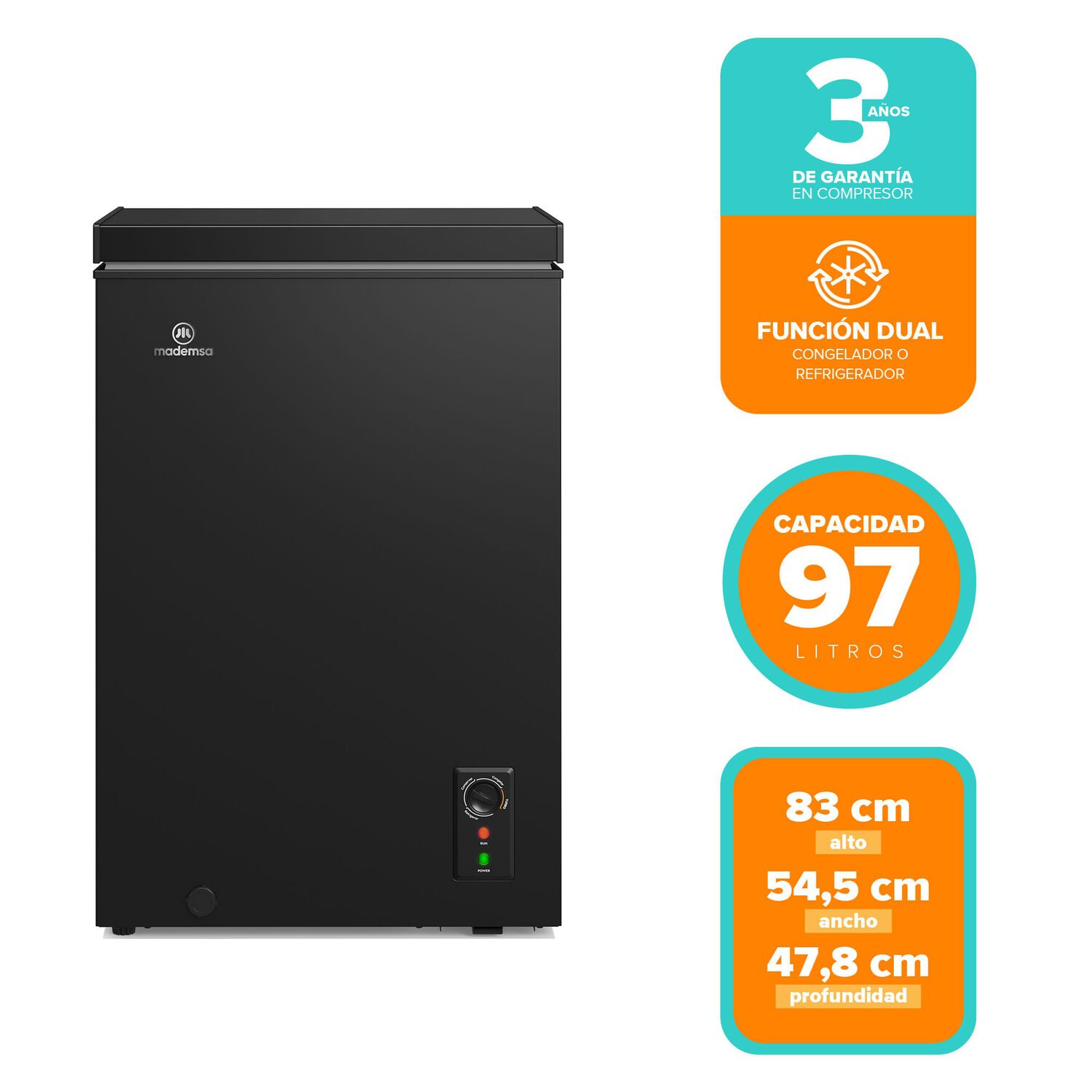 Congelador Freezer Horizontal Dual 97l Fr&iacute;o Directo H100b Negro image number 1.0