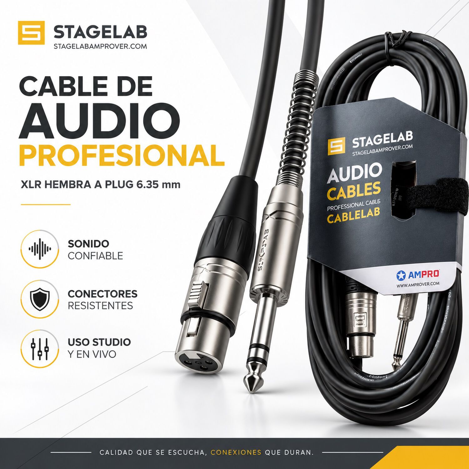 Cable Plug 6.3 Macho A Xlr Hembra De 6 Metros Stagelab Negro image number 3.0