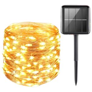 Luz Hada Carga Solar 200 Led Luz Cálida 20 Metros Navideño