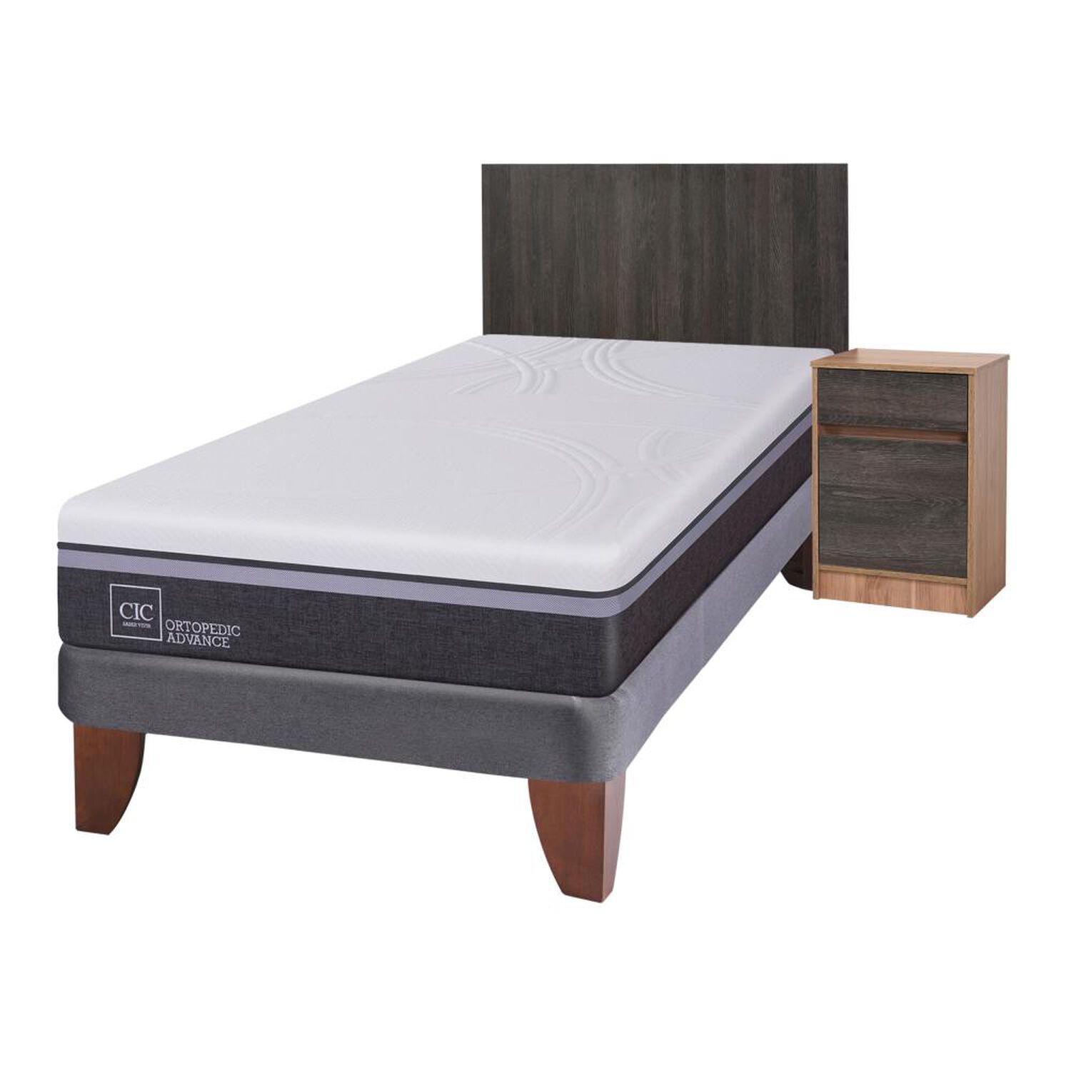 Cama Europea Cic Ortopedic Advance / 1.5 Plazas / Base Normal + Set de Maderas Espresso image number 1.0