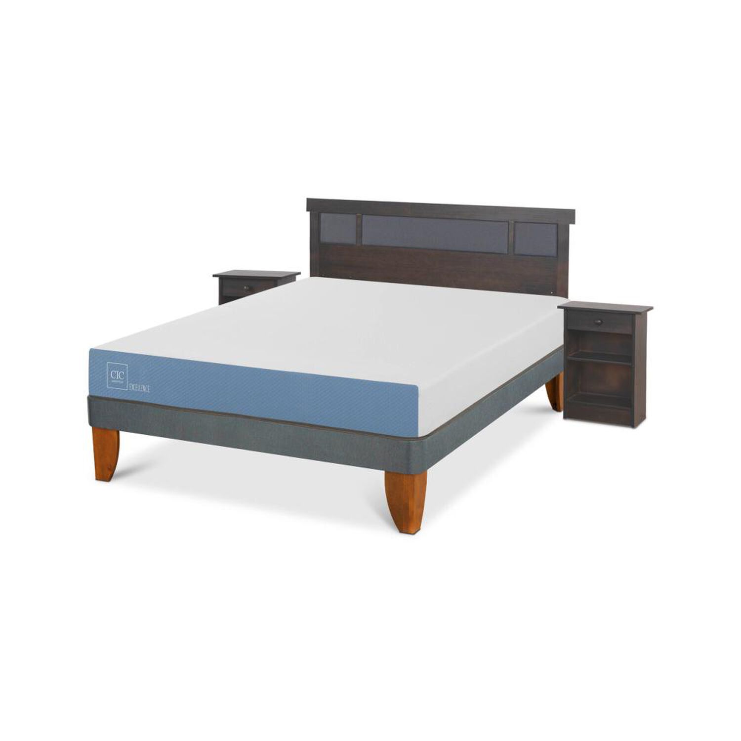 Cama Europea Cic Excellence / 2 Plazas / Base Normal + Set De Maderas image number 1.0