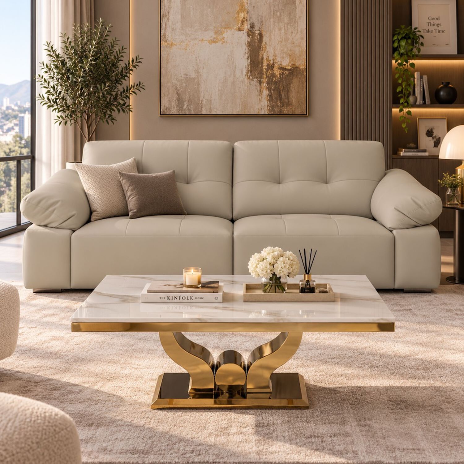 Sof&aacute; Modular Para Living 4 Personas Cl&aacute;sico G&eacute;nova Crema image number 0.0