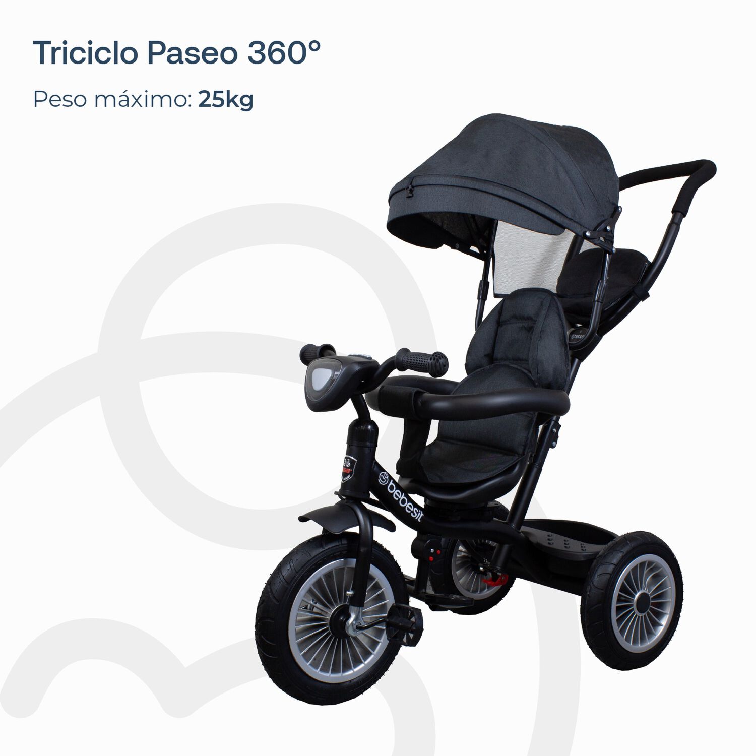 Triciclo Paseo Infantil 360 1326 Lx Negro Bebesit image number 4.0