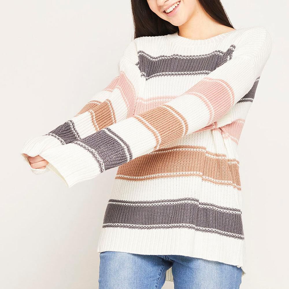 Sweater Lineas Relaxed Fit Cuello Redondo Mujer Freedom image number 0.0