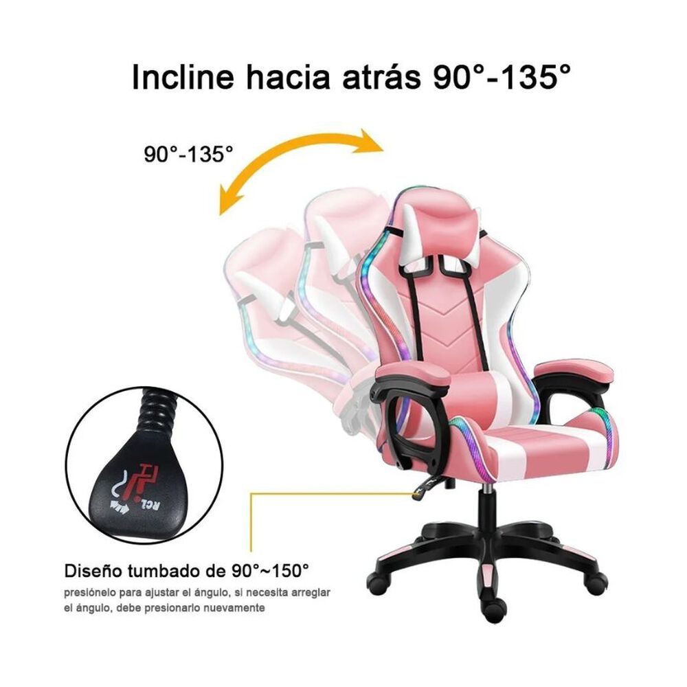 Silla De Escritorio Gamer Ergonómica Luz Led Rgb Y Masajeador image number 4.0