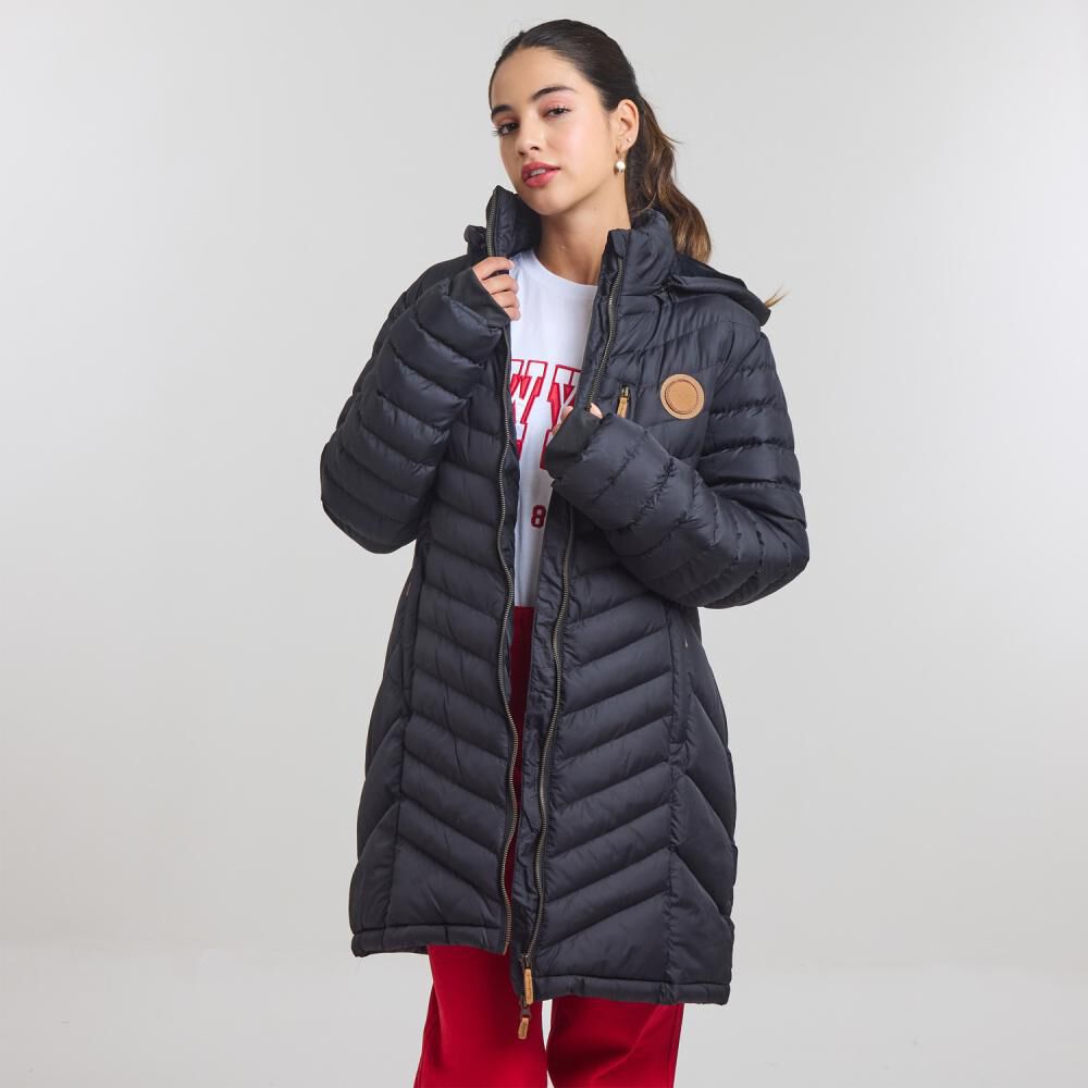 Parka Larga Regular Cuello Alto Capucha Con Pelos Desmontable Mujer Freedom image number 0.0