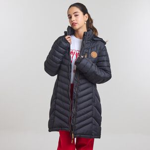 Parka Larga Regular Cuello Alto Capucha Con Pelos Desmontable Mujer Freedom