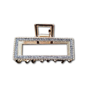 Traba Met&aacute;lica Garra Rectangular Brillo Para Cabello Azul Marino