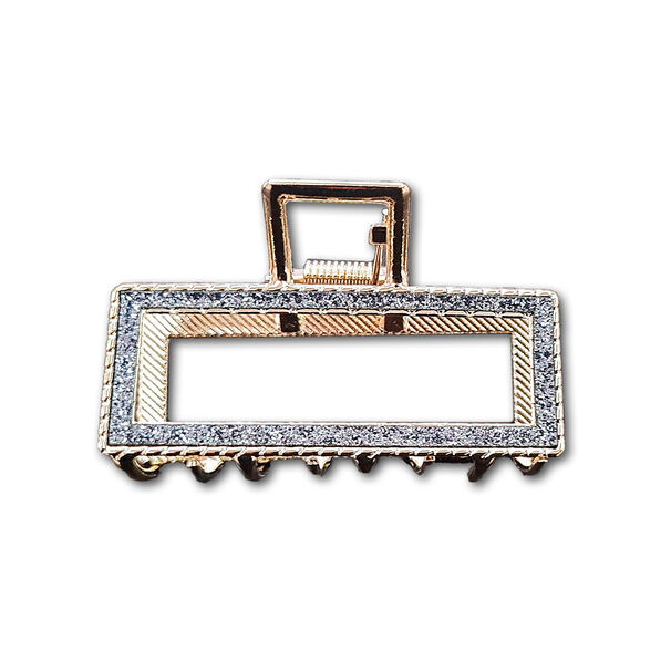 Traba Met&aacute;lica Garra Rectangular Brillo Para Cabello Azul Marino