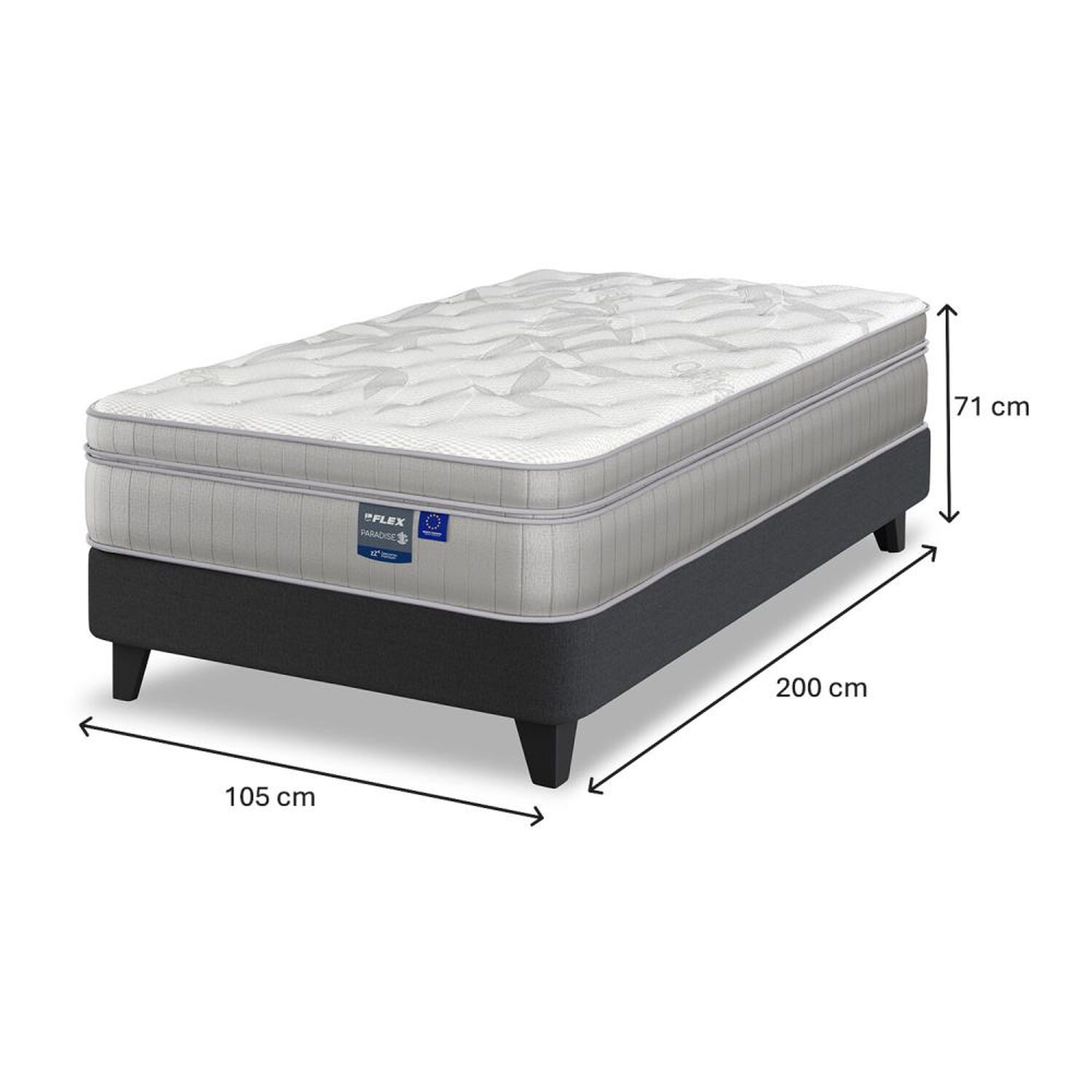 Cama Europea Flex Paradise / 1.5 Plazas / Base Normal image number 4.0